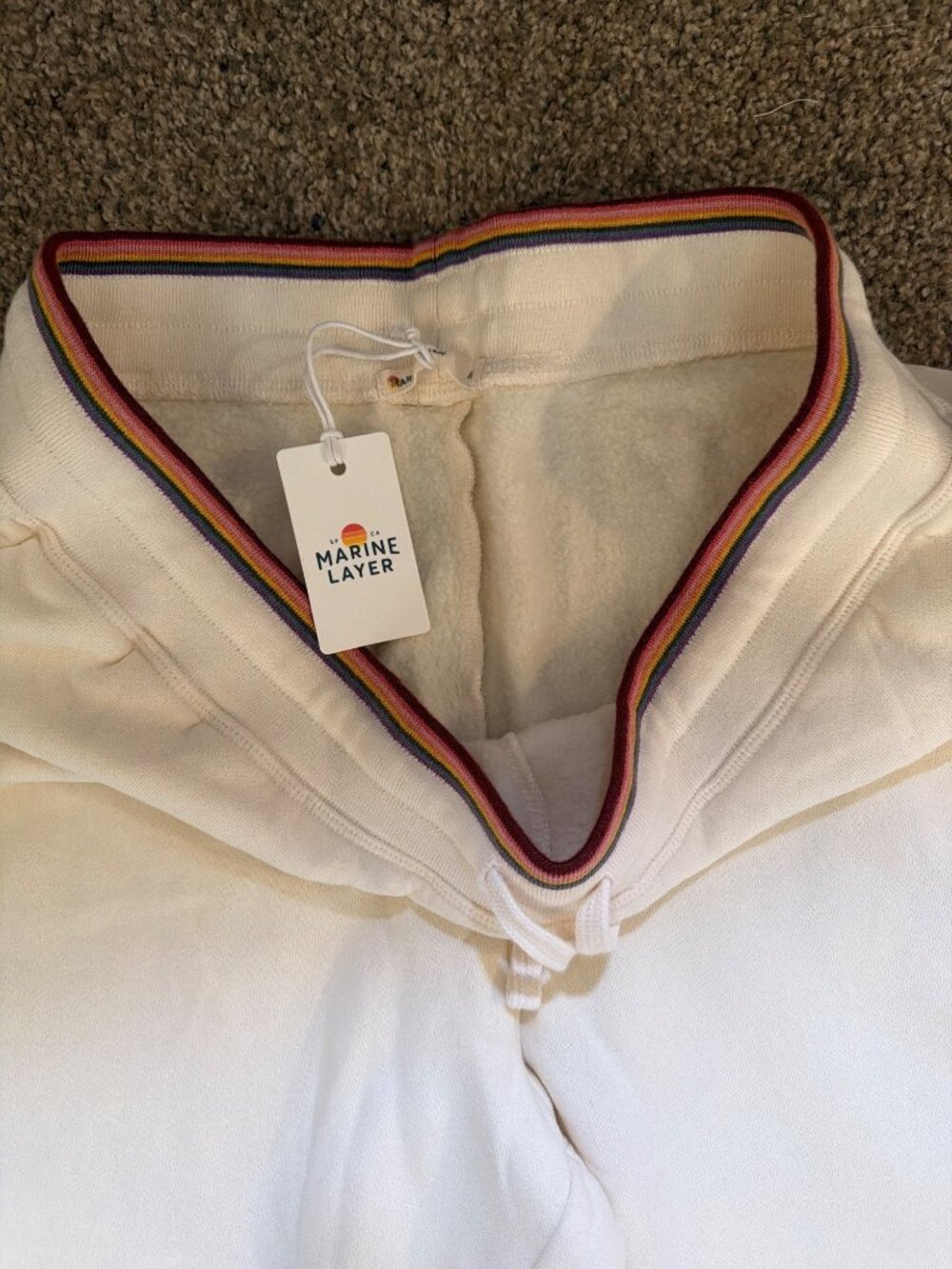 Marine Layer Women's Anytime Wide Leg Sweatpants Medium Off White MSRP$88 - Picture 7 of 10